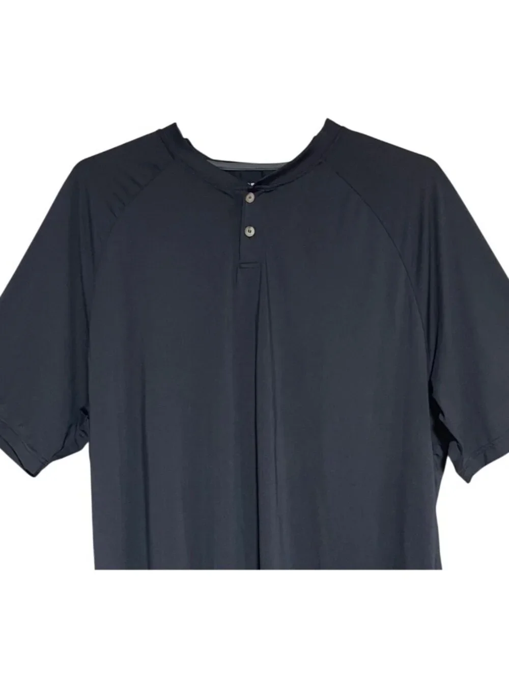 Forresters Mens Short Sleeve Henley Shirt 2XL Black Polyester Stretch Lightweigh